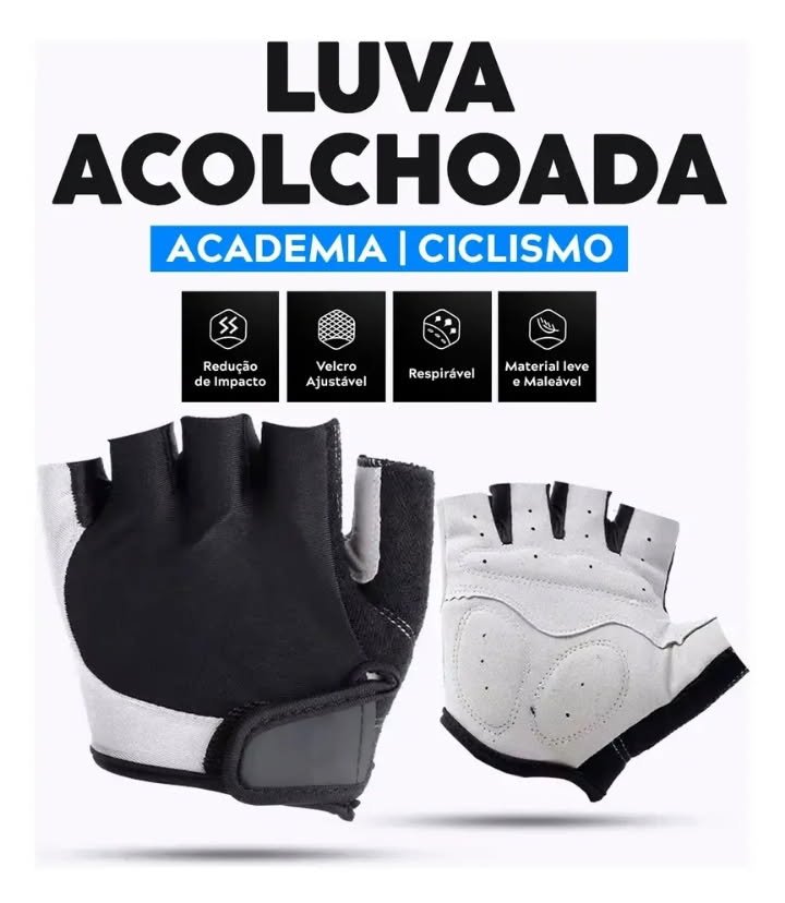 Luva Ciclismo Academia Acolchoada Respirável Antiderrapante.